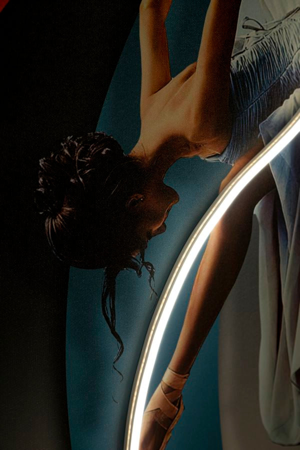 STAMPA C/LED SU TELA DANCER CM 60X3,5X90 (APPLICAZIONE 3D ACRILICO)