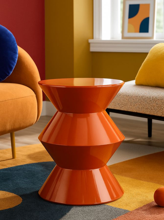 TAVOLINETTO IN METALLO ZAG ARANCIONE CM Ø 37,5X45