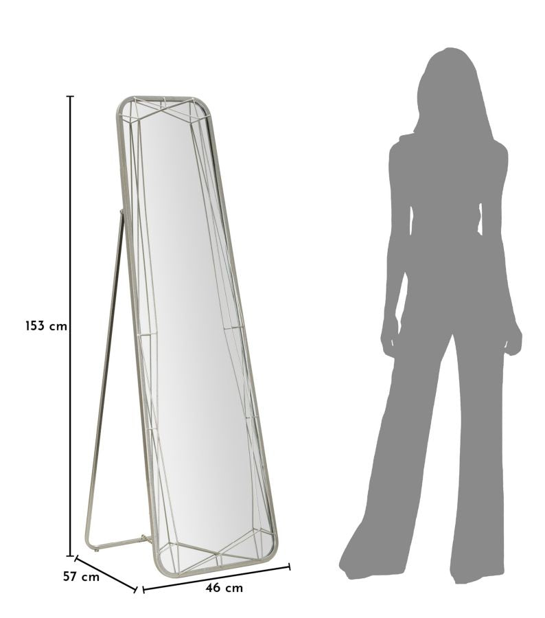 SPECCHIO DA TERRA SILVER CM 46X2-57X153 (MISURA SPECCHIO CM 43X150)