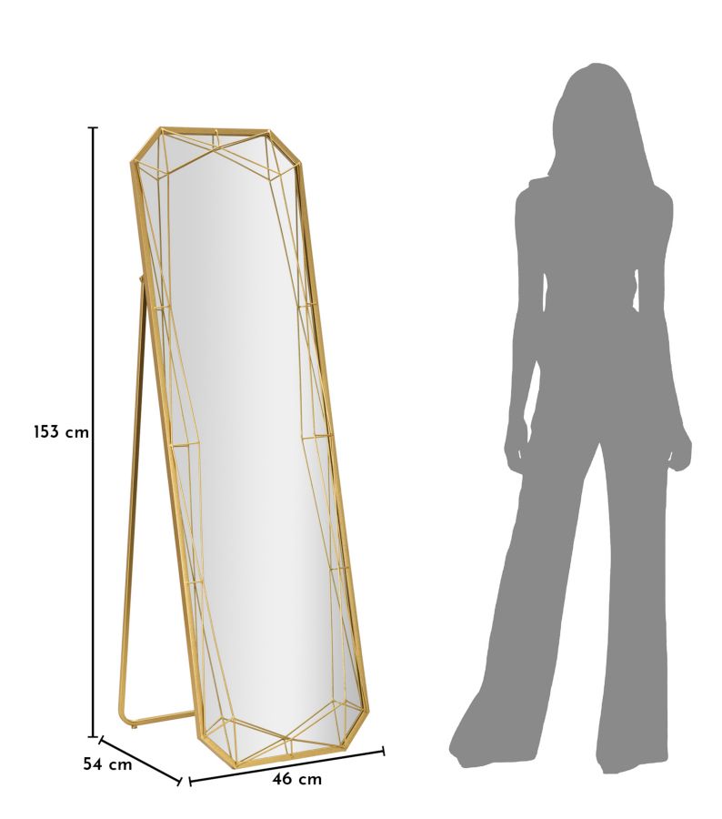 SPECCHIO DA TERRA GOLD CM 46X2-54X153 (MISURA SPECCHIO CM 43X150)