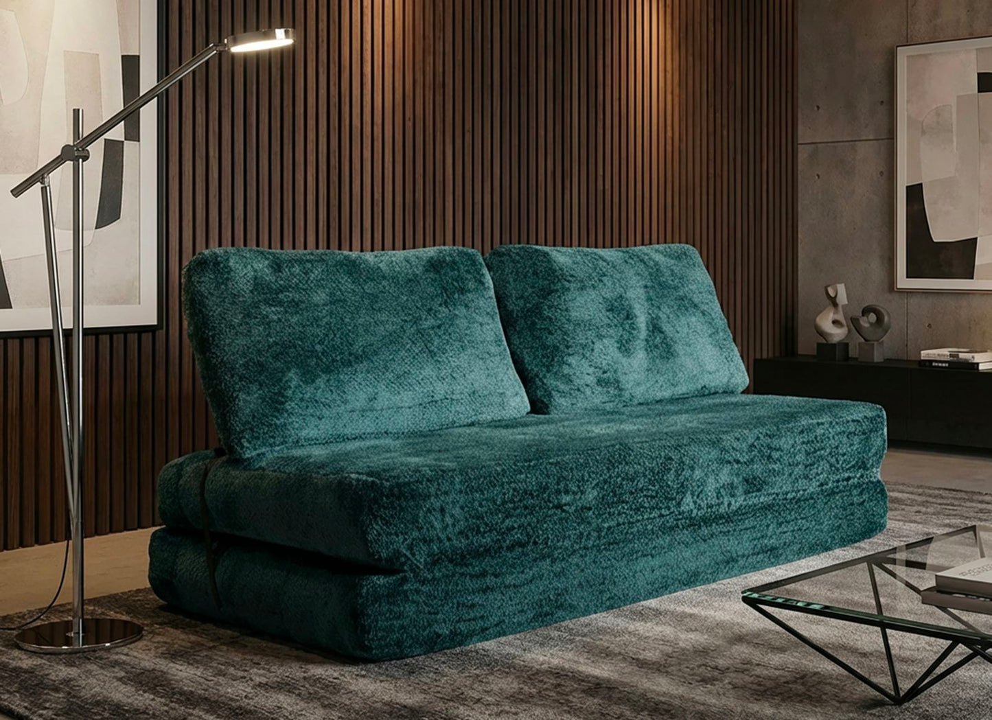 DIVANO/LETTO FASTER PETROLIO CM 150X100X80 (COMPRESSO-MISURA LETTO CM213X150X18)