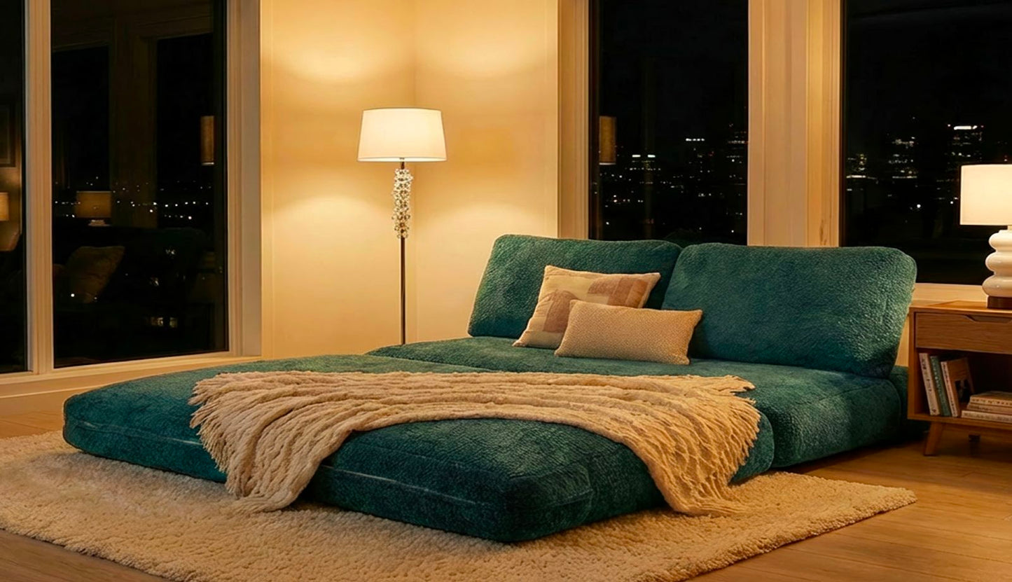 DIVANO/LETTO FASTER PETROLIO CM 150X100X80 (COMPRESSO-MISURA LETTO CM213X150X18)