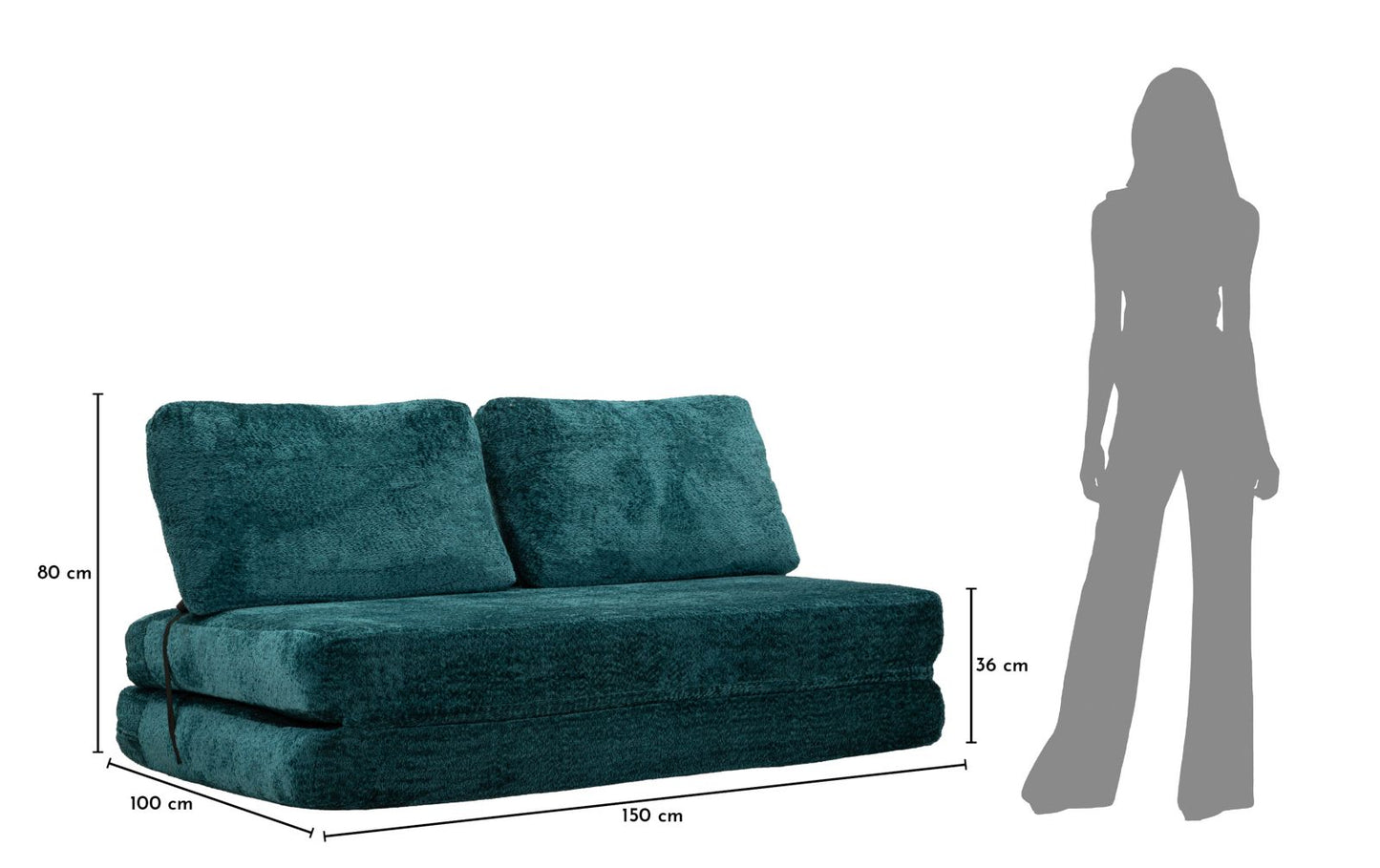 DIVANO/LETTO FASTER PETROLIO CM 150X100X80 (COMPRESSO-MISURA LETTO CM213X150X18)