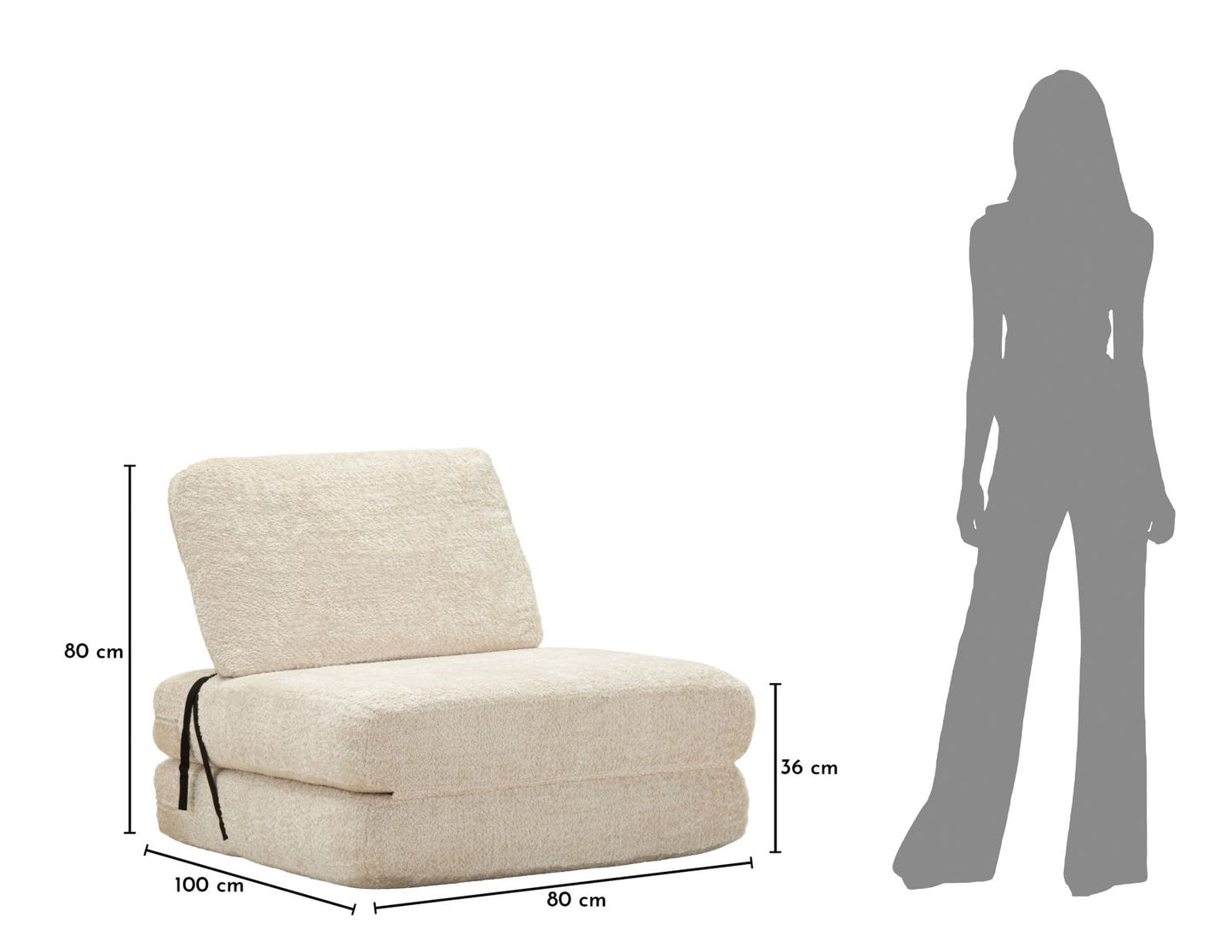 POLTRONA/LETTO FASTER BIANCA CM 80X100X80 (COMPRESSA-MISURA LETTO CM204X80X18)