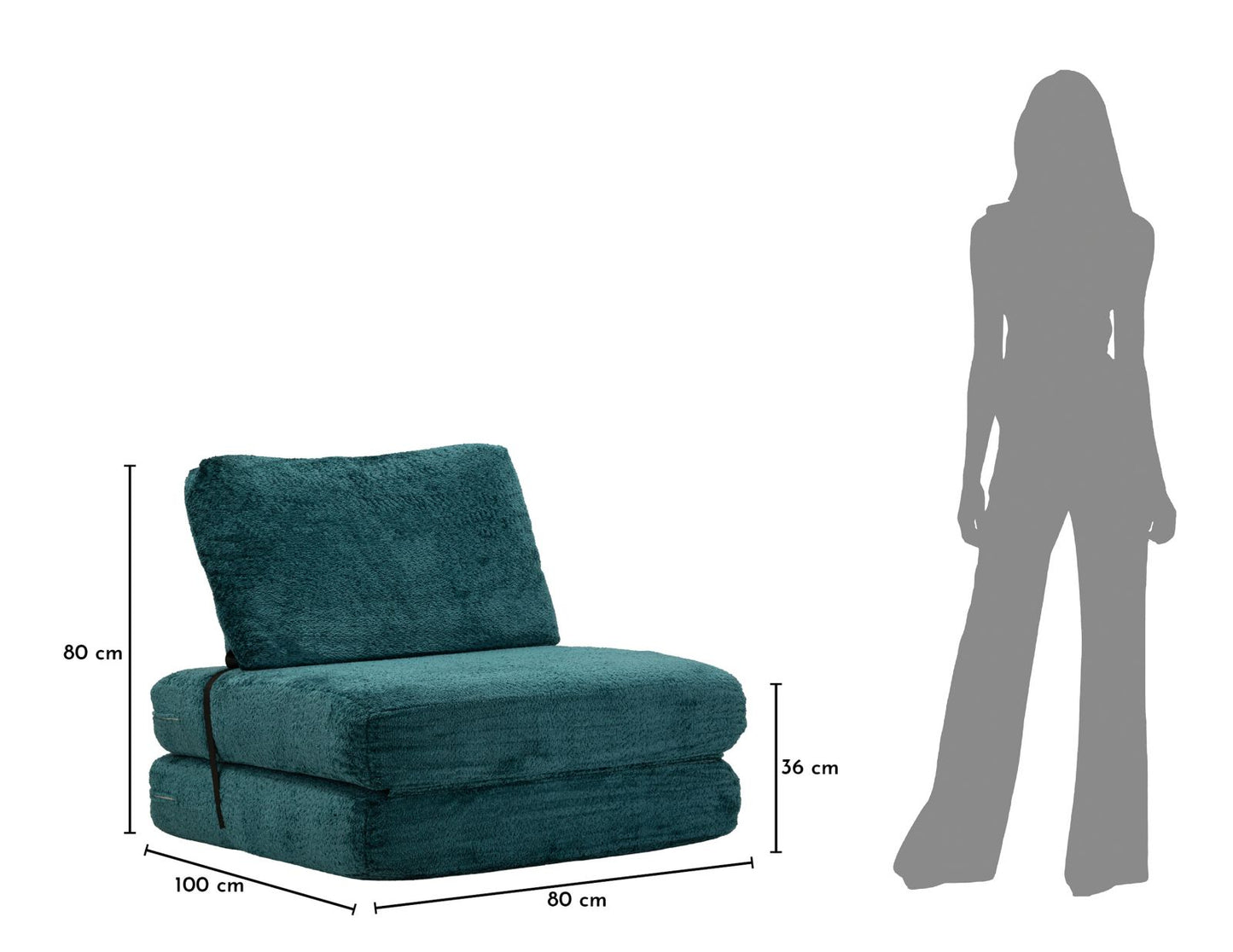 POLTRONA/LETTO FASTER PETROLIO CM 80X100X80 (COMPRESSA-MISURA LETTO CM204X80X18)