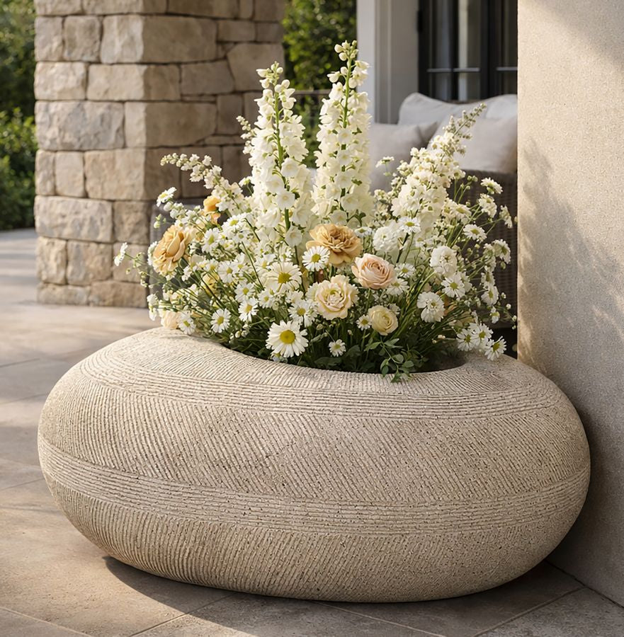 Vaso da esterno effetto pietra Stone  CM 78,5X56X33,5 (APERTURA CM Ø 28)