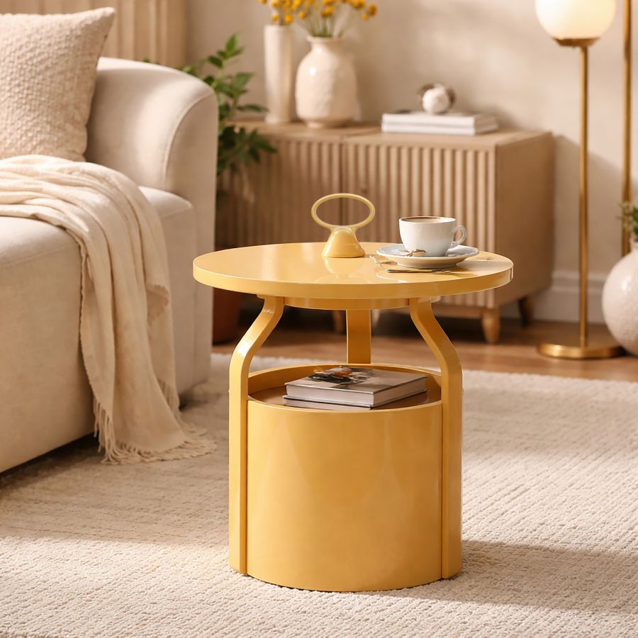 TAVOLINETTO P/GIORNALI IRIS CREMA CM Ø 44X43