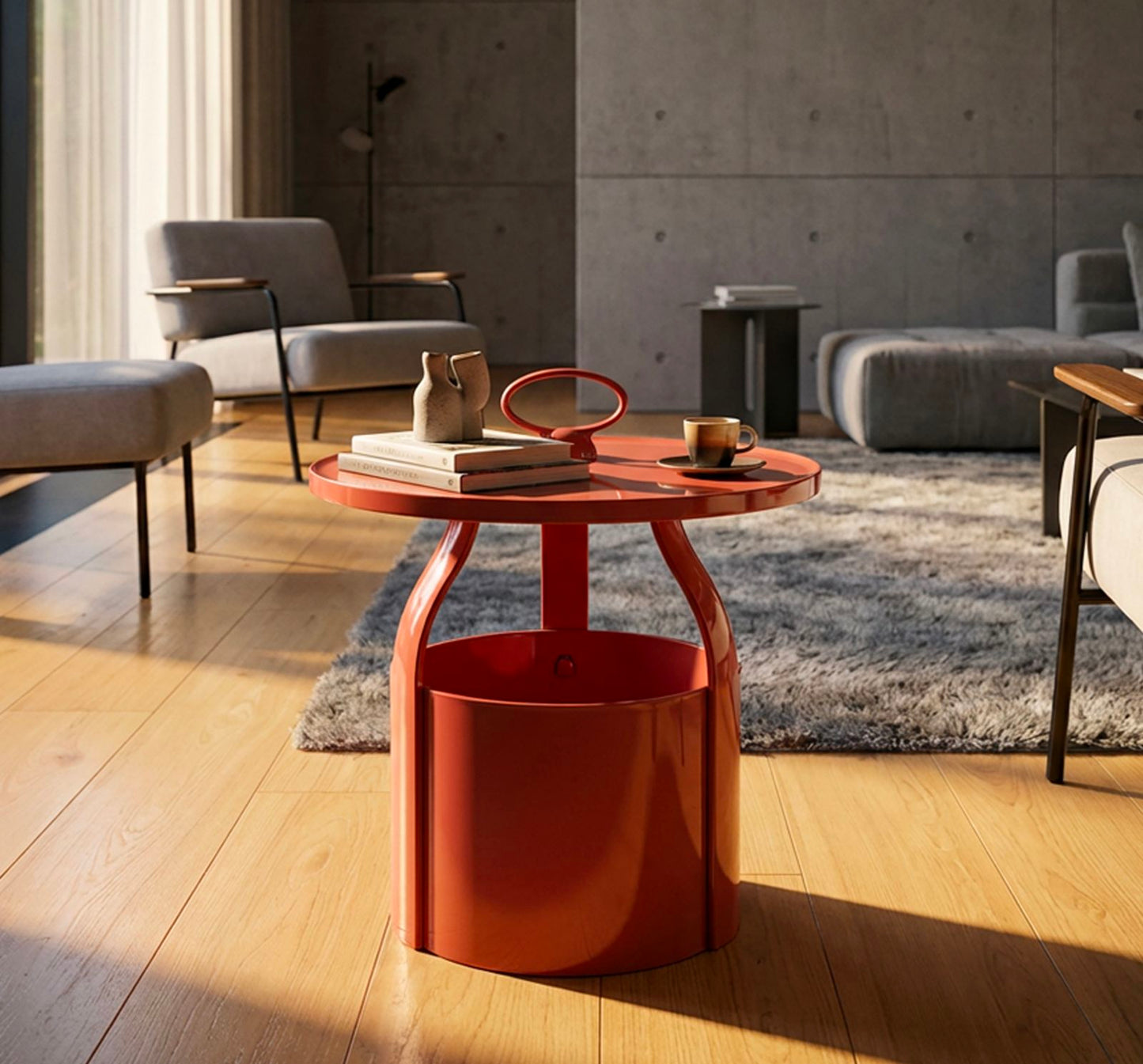 TAVOLINETTO P/GIORNALI IRIS ROSSO CM Ø 44X43