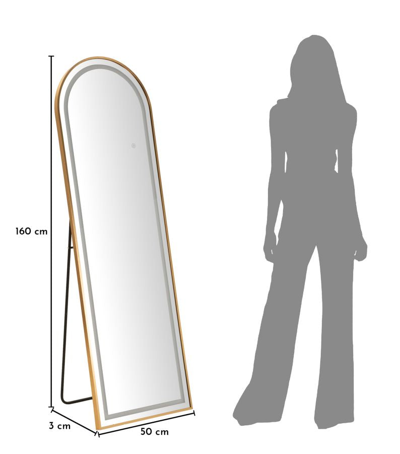 SPECCHIO DA TERRA LED SIMPLE ARCO CM 50X3-38X160 (3 TONALITA' DI LUCE)