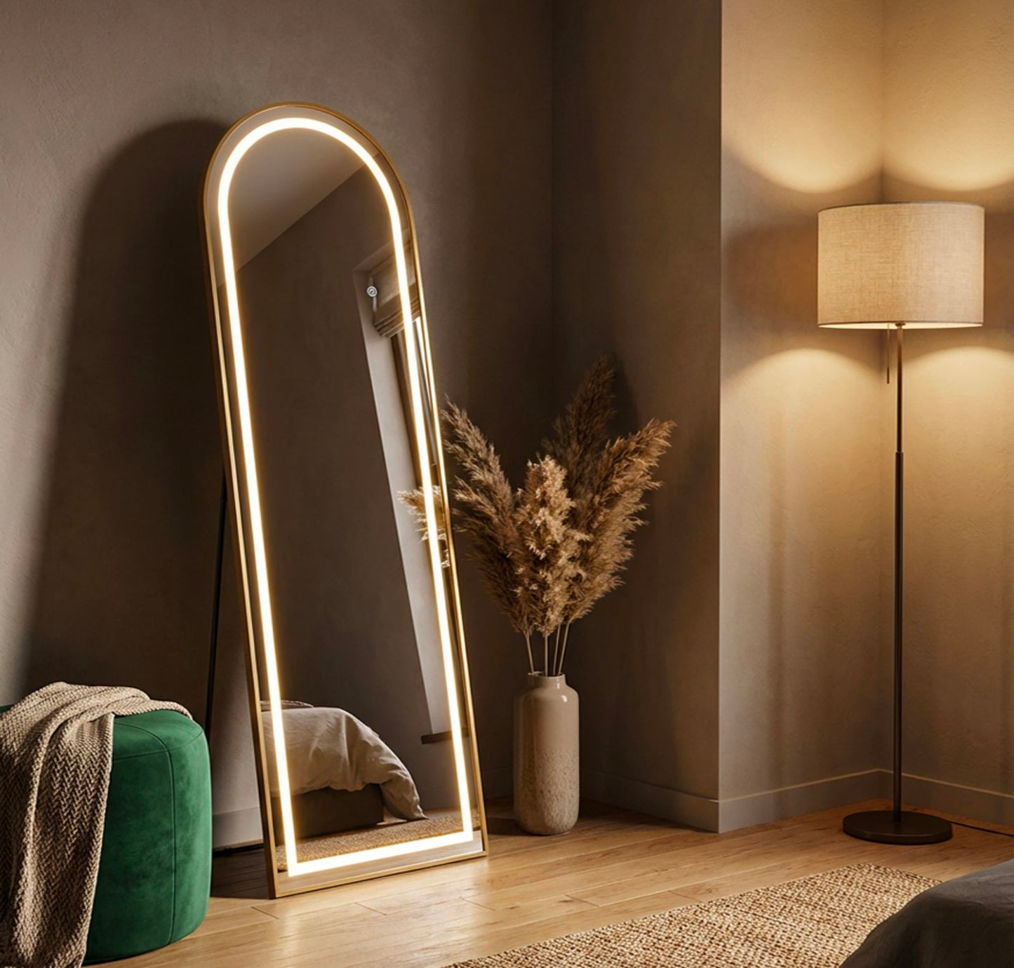 SPECCHIO DA TERRA LED SIMPLE ARCO CM 50X3-38X160 (3 TONALITA' DI LUCE)