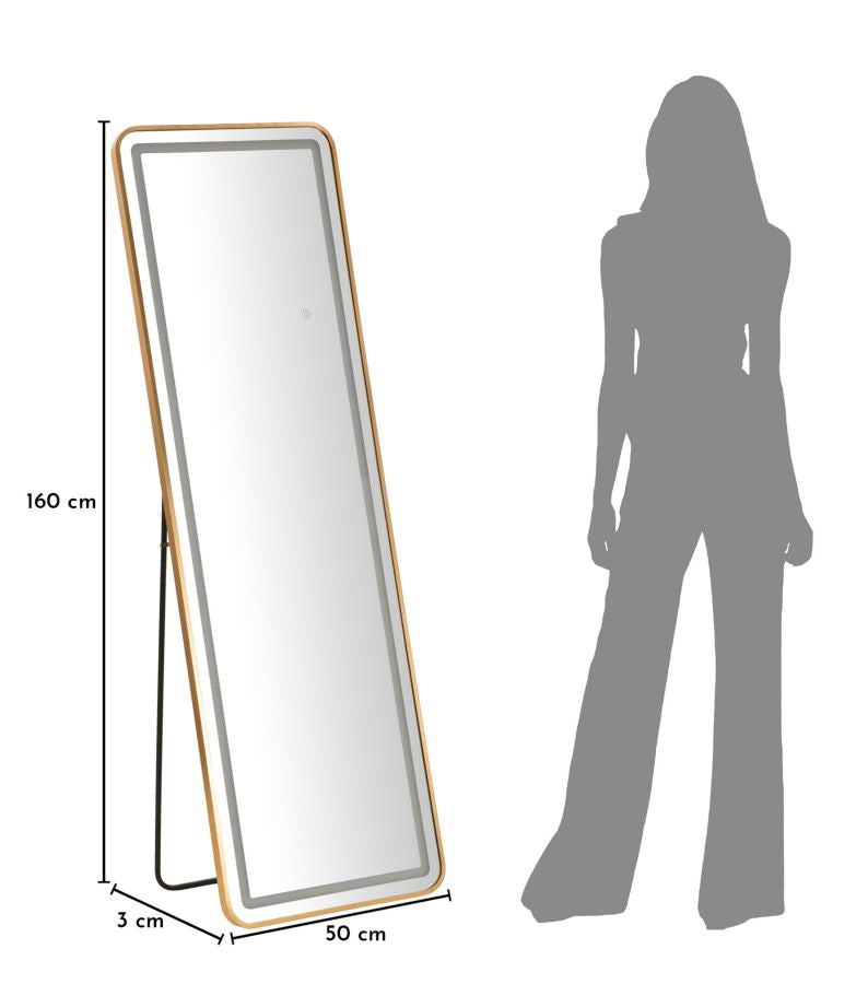 SPECCHIO DA TERRA LED SIMPLE RETT. CM 50X3-38X160 (3 TONALITA' DI LUCE)