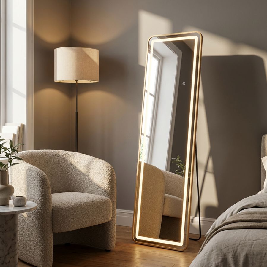 SPECCHIO DA TERRA LED SIMPLE RETT. CM 50X3-38X160 (3 TONALITA' DI LUCE)