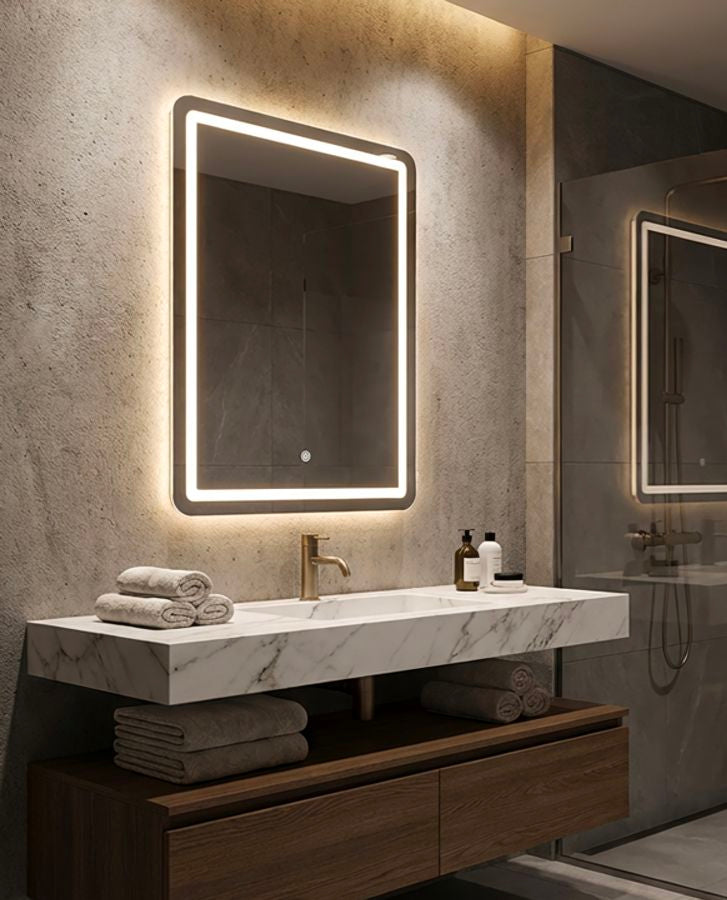 SPECCHIO DA MURO LED SIMPLE RETT. CM 60X3,5X80 (3 TONALITA' DI LUCE)