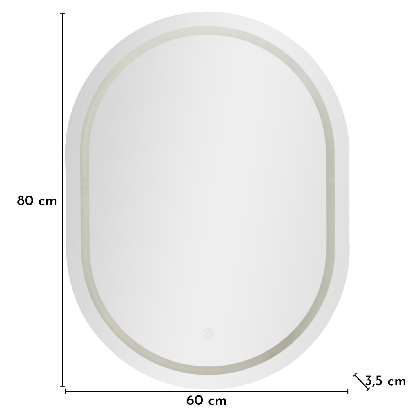 SPECCHIO DA MURO LED SIMPLE OVALE CM 60X3,5X80 (3 TONALITA' DI LUCE)