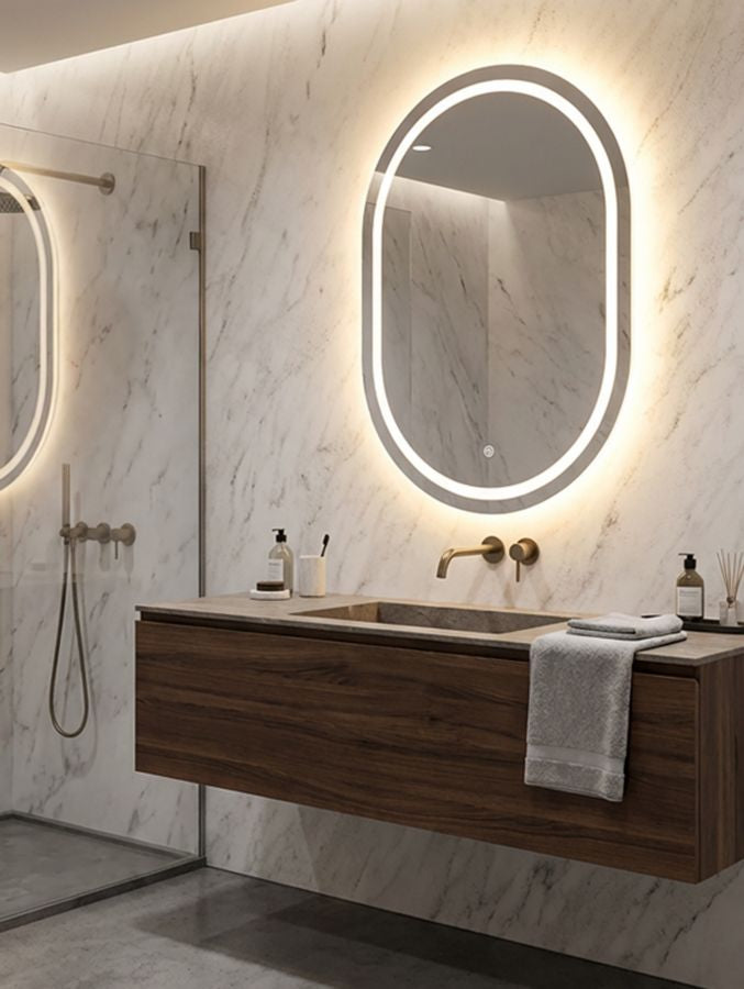 SPECCHIO DA MURO LED SIMPLE OVALE CM 60X3,5X80 (3 TONALITA' DI LUCE)
