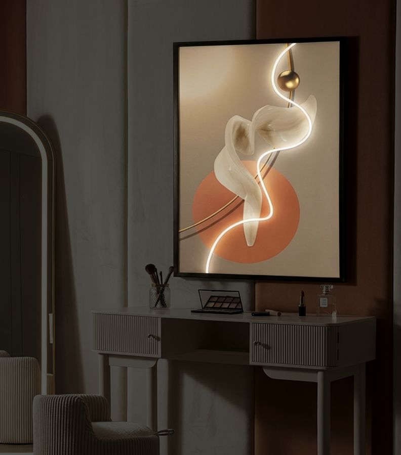 STAMPA C/LED SU TELA ABSTRACT -A- CM 80X4X120