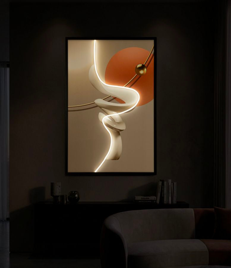 STAMPA C/LED SU TELA ABSTRACT -B- CM 80X4X120