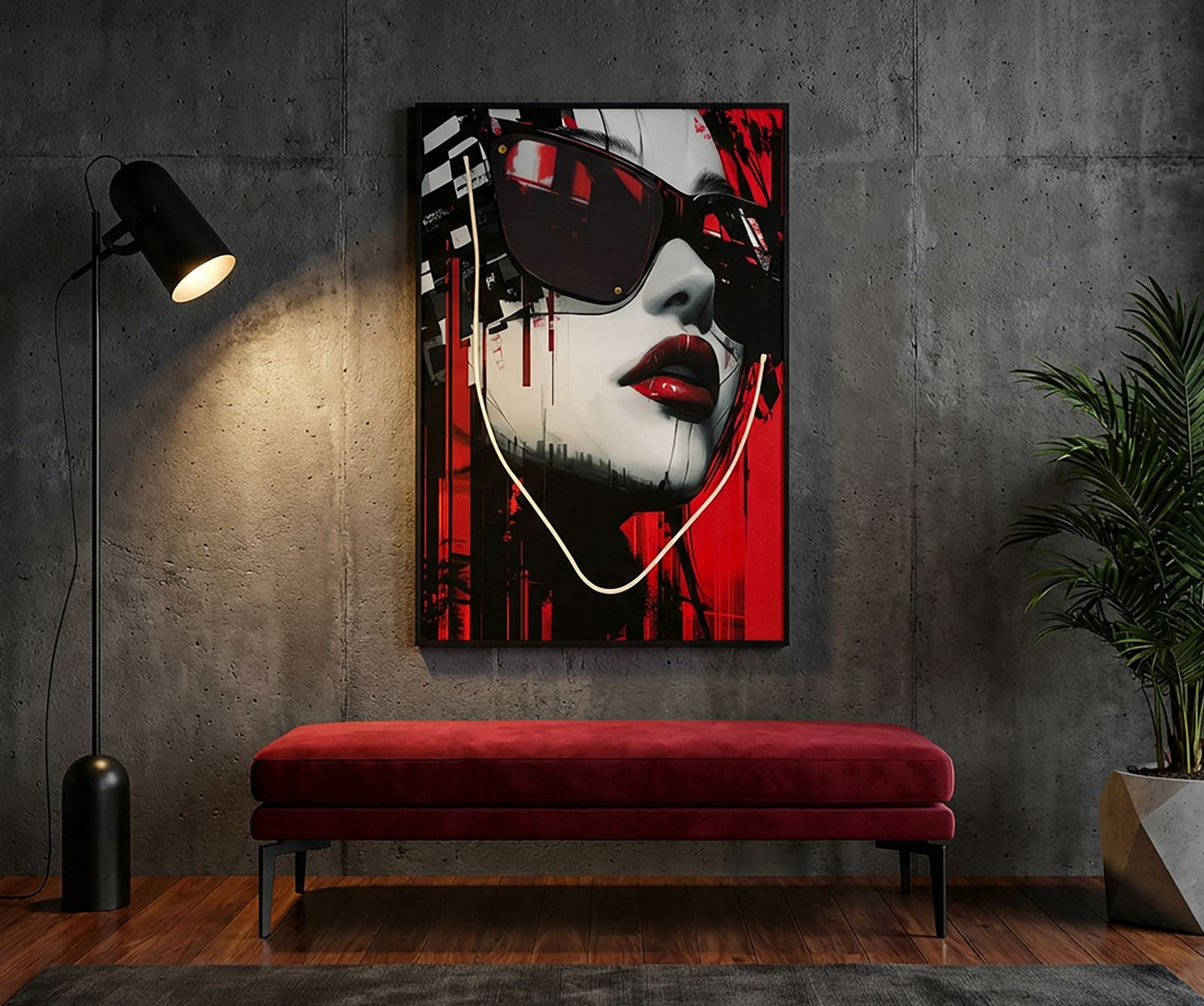STAMPA C/LED SU TELA PSYCO -A- CM 60X3,5X90 (APPLICAZIONE 3D ACRILICO)