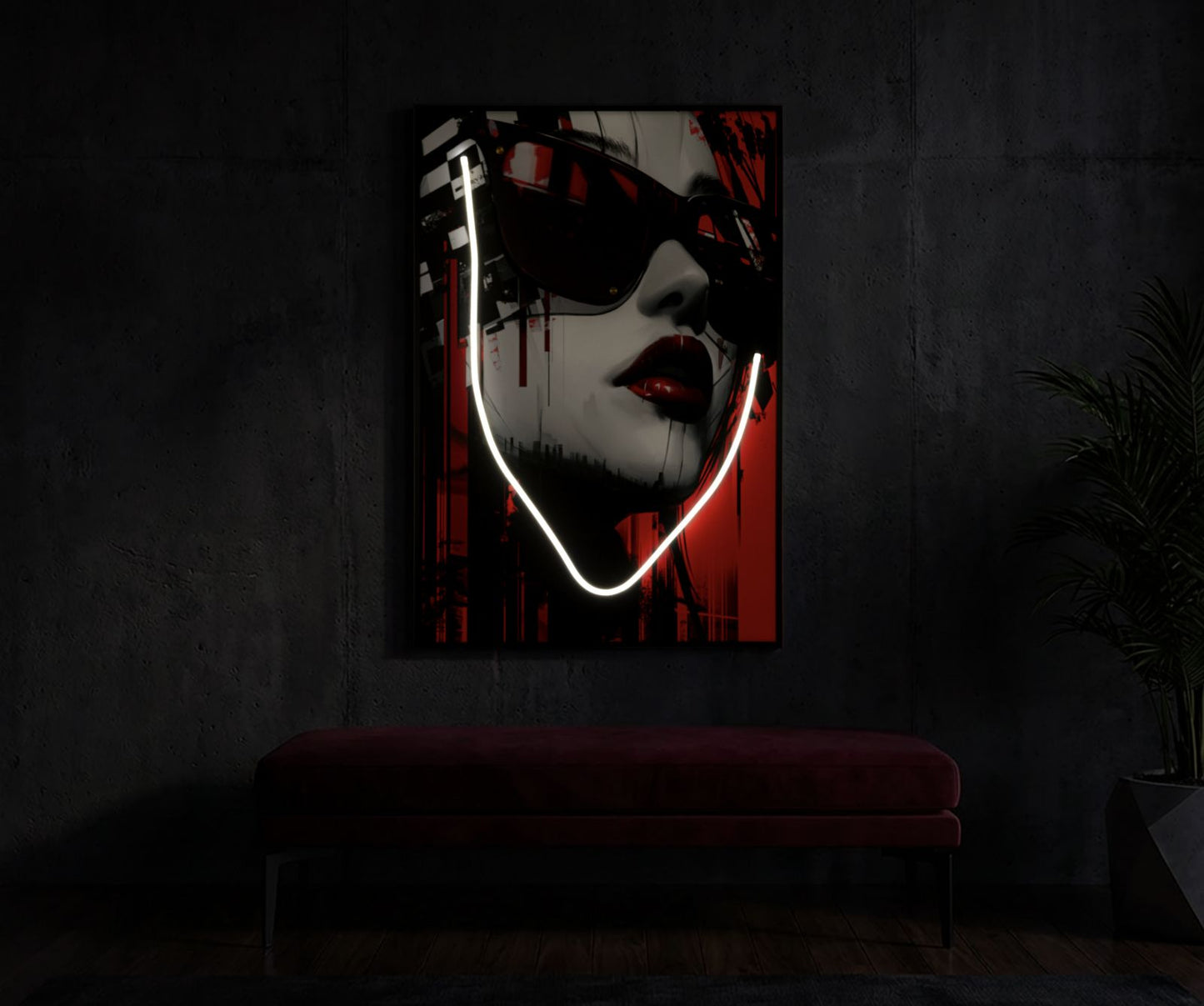 STAMPA C/LED SU TELA PSYCO -A- CM 60X3,5X90 (APPLICAZIONE 3D ACRILICO)