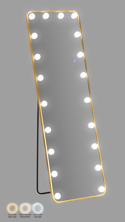 SPECCHIO DA TERRA LED HOLLYWOOD RETT. CM 50X6-45X160 (3 TONALITA' DI LUCI)