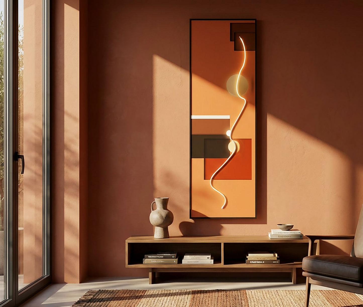 STAMPA C/LED SU TELA ABSTRACT CM 150X3,5X50