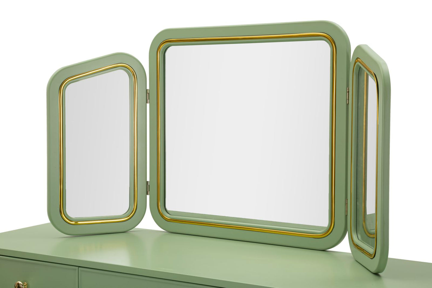 TOLETTA CAMILLE CON SPECCHIO E SGABELLO VERDE CM 120X37X79-104X2,5X56-44X34X48
