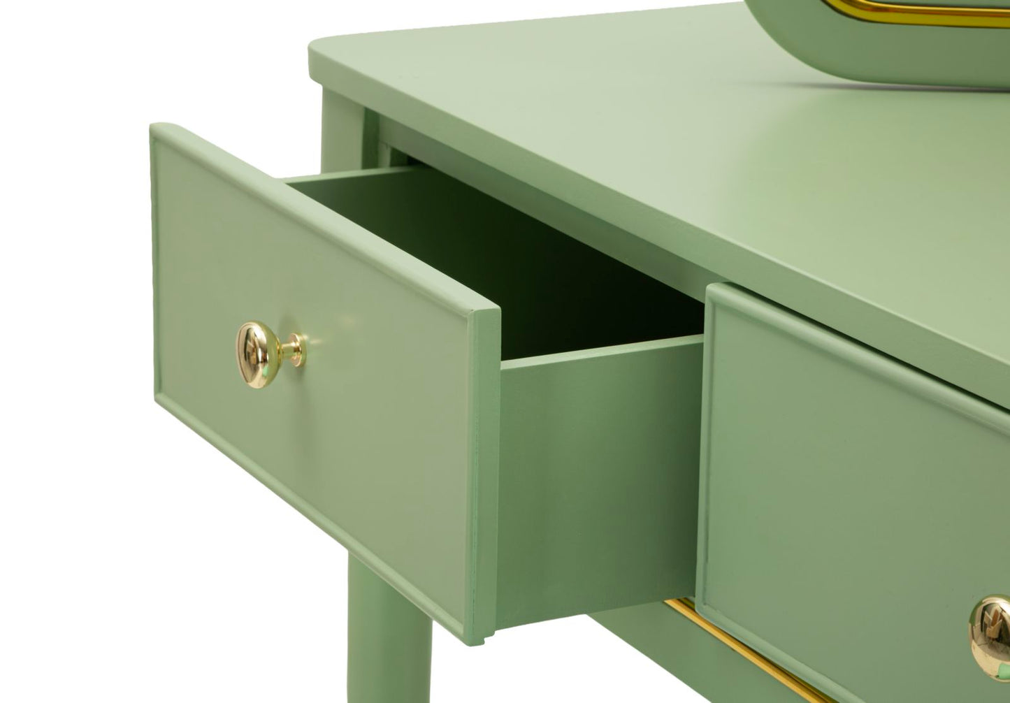 TOLETTA CAMILLE CON SPECCHIO E SGABELLO VERDE CM 120X37X79-104X2,5X56-44X34X48
