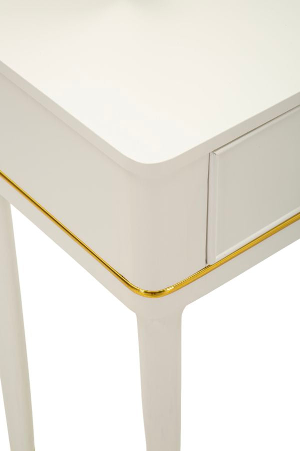 TOLETTA CAMILLE CON SPECCHIO E SGABELLO BIANCA CM 120X37X79-104X2,5X56-44X34X48