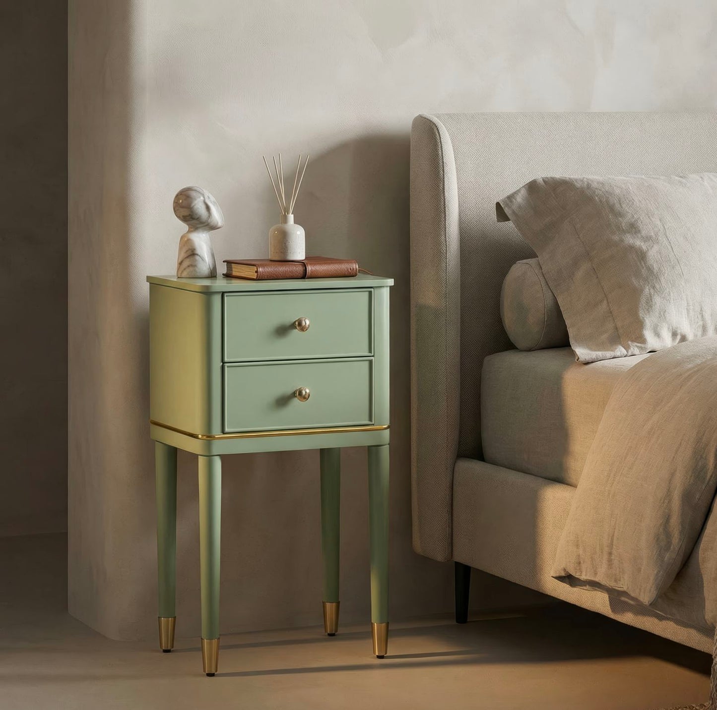 COMODINO CAMILLE VERDE CM 40X30X71