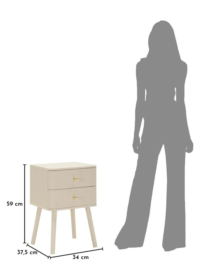 COMODINO 2 CASSETTI SHY CM 34X37,5X59