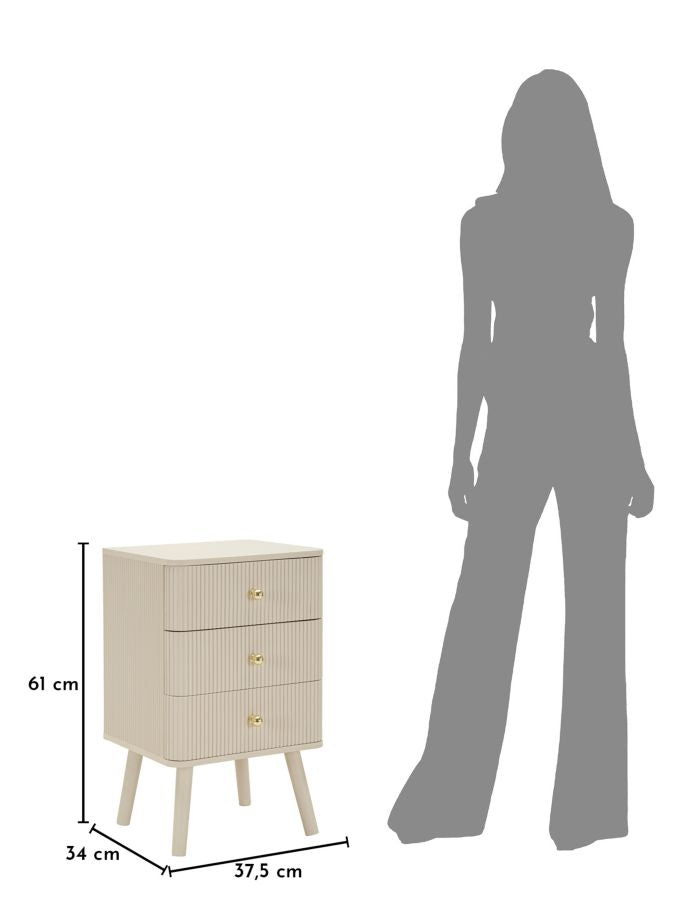 COMODINO 3 CASSETTI SHY CM 37,5X34X61