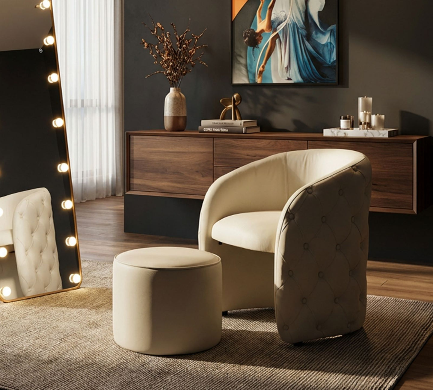 POLTRONA C/PUFF ZAGABRIA CM 76X75X80-Ø 47X35