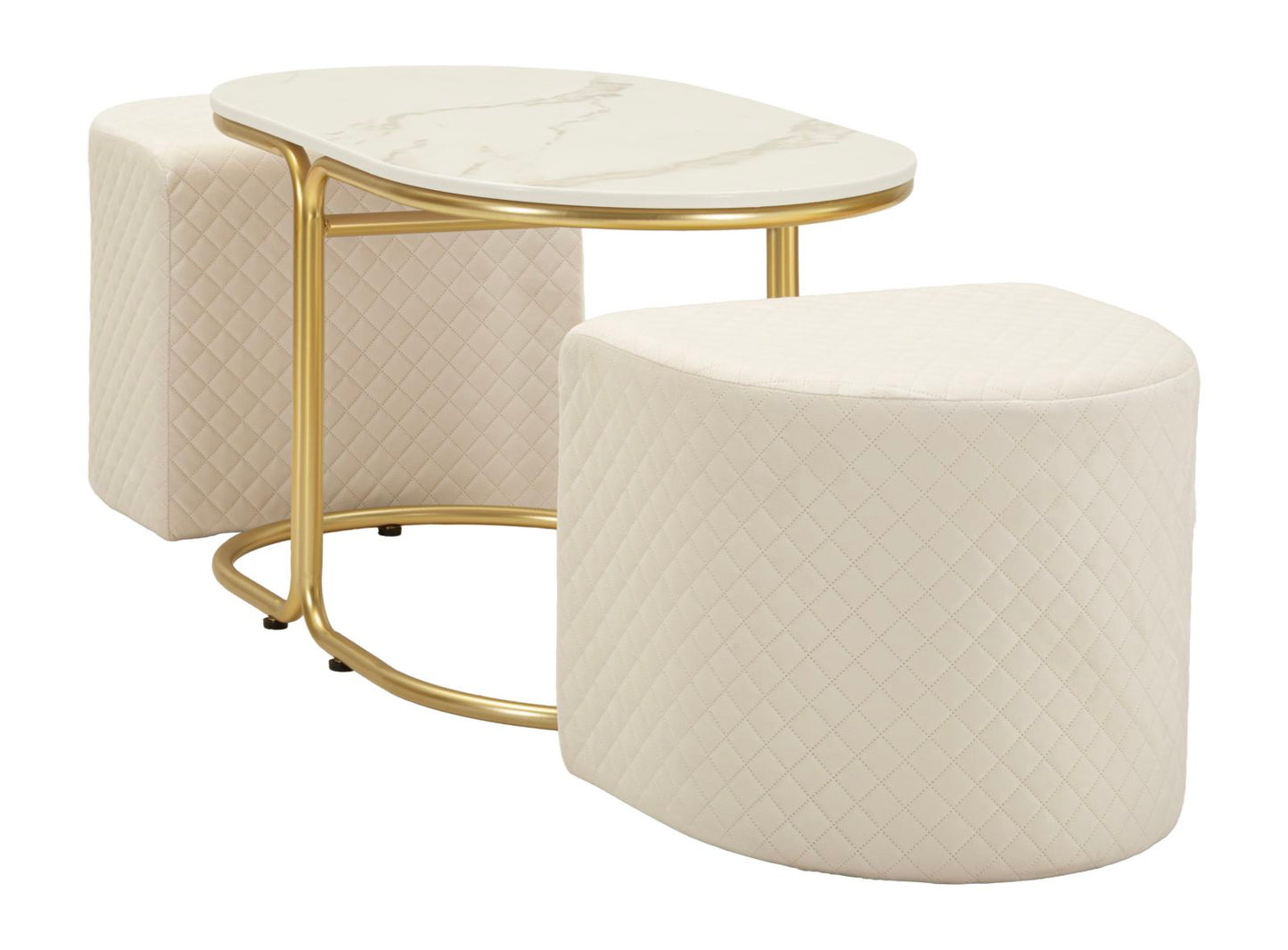 TAVOLO DA CAFFE' C/2 PUFF RELAX CM 79X45X44-42X37X37