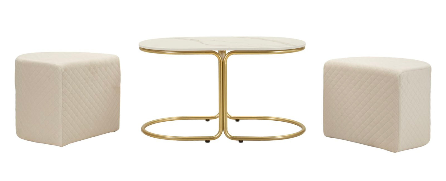 TAVOLO DA CAFFE' C/2 PUFF RELAX CM 79X45X44-42X37X37