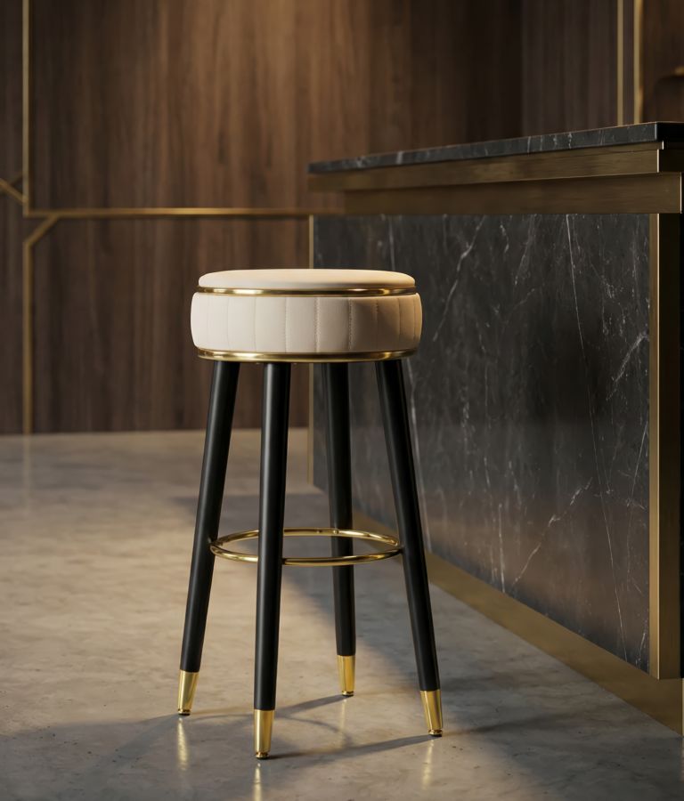 SGABELLO BAR LONDON CREMA CM Ø 38X74