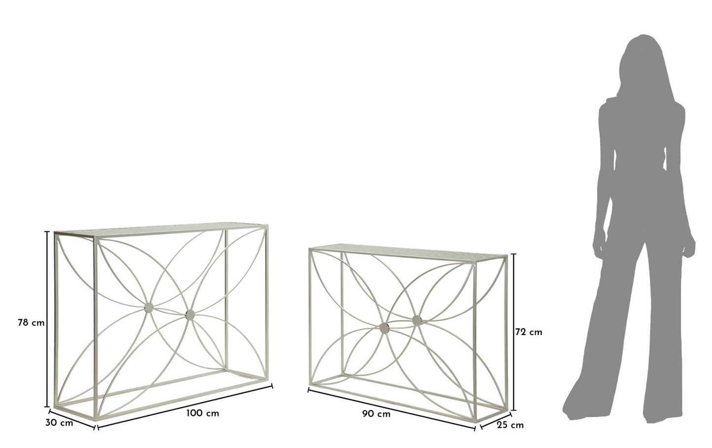 CONSOLE PARADISE COPPIA CM 100X30X78-90X25X72