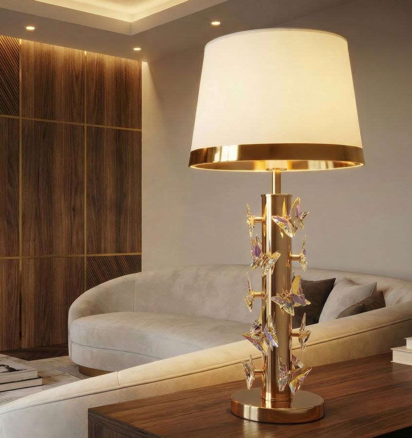 LAMPADA DA TAVOLO GOLD BUTTERFLY CM Ø 35X74