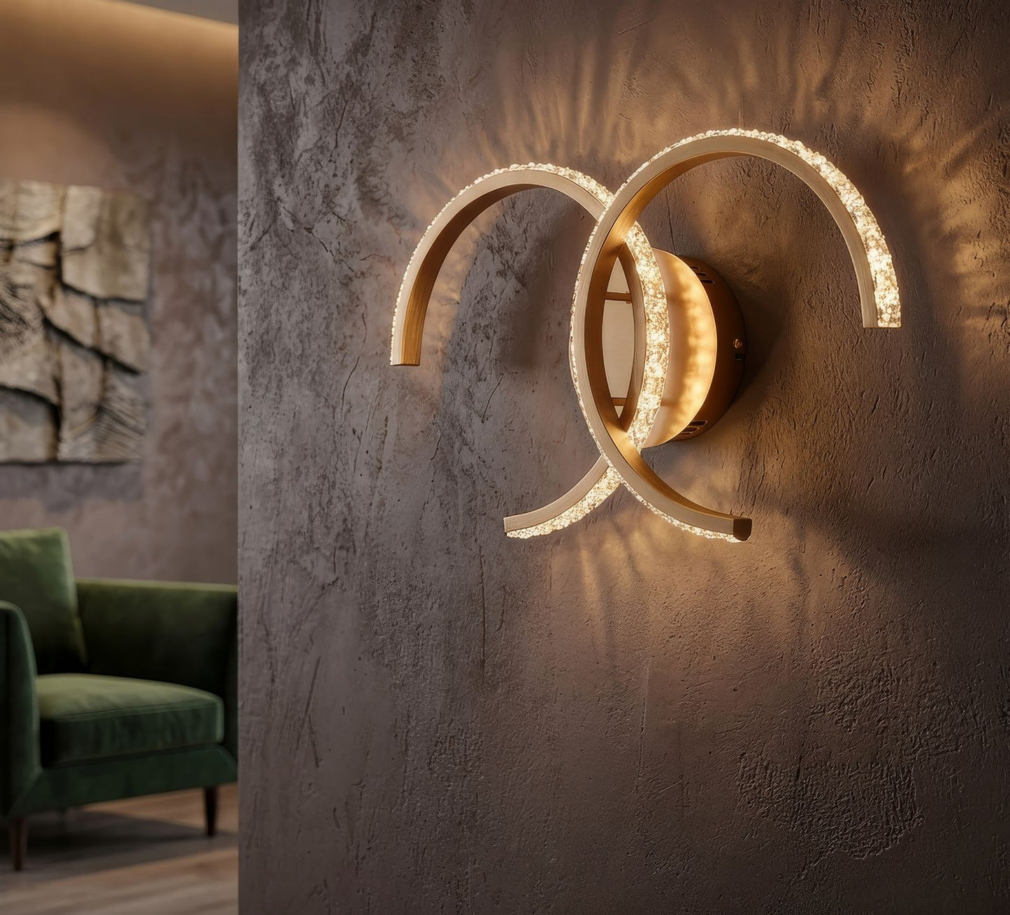 LAMPADA DA MURO LED DOUBLE C CM 41X8,5X24 (LUCE CON 3 TEMPERATURE DI COLORE)