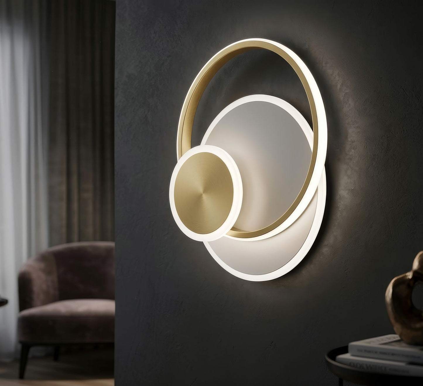LAMPADA DA MURO LED DISH CM 29X6,5X34 (LUCE CON 3 TEMPERATURE DI COLORE)