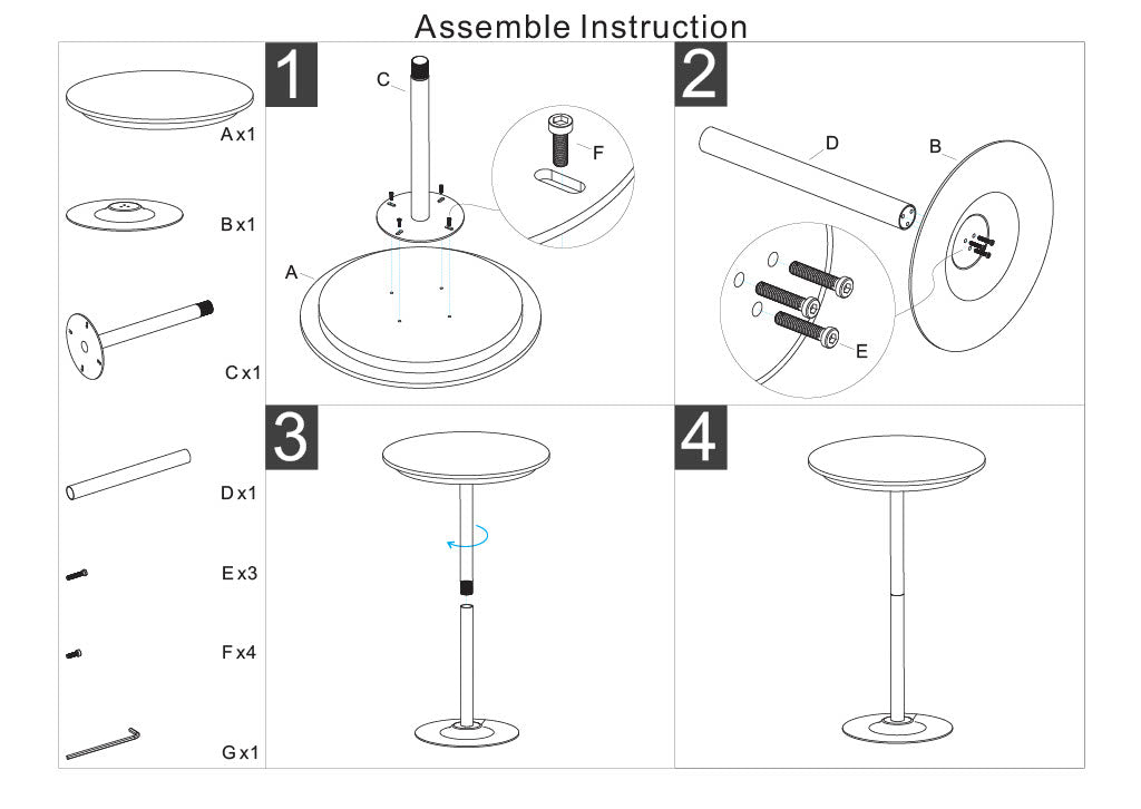 TAVOLINO BAR SIMPLY CM Ø 60X103