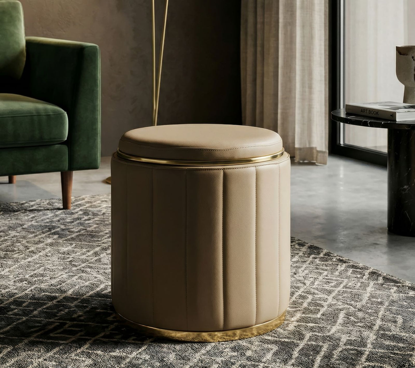 PUFF C/CONTENITORE LONDON MARRONE CM Ø 46,5X44