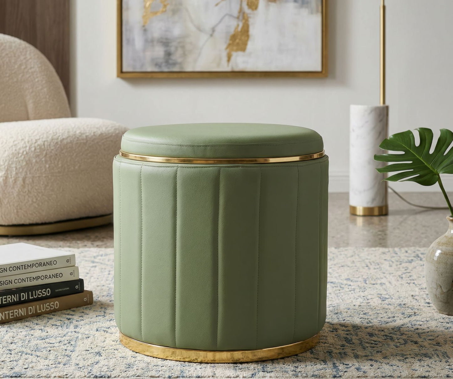 PUFF C/CONTENITORE LONDON VERDE CM Ø 46,5X44