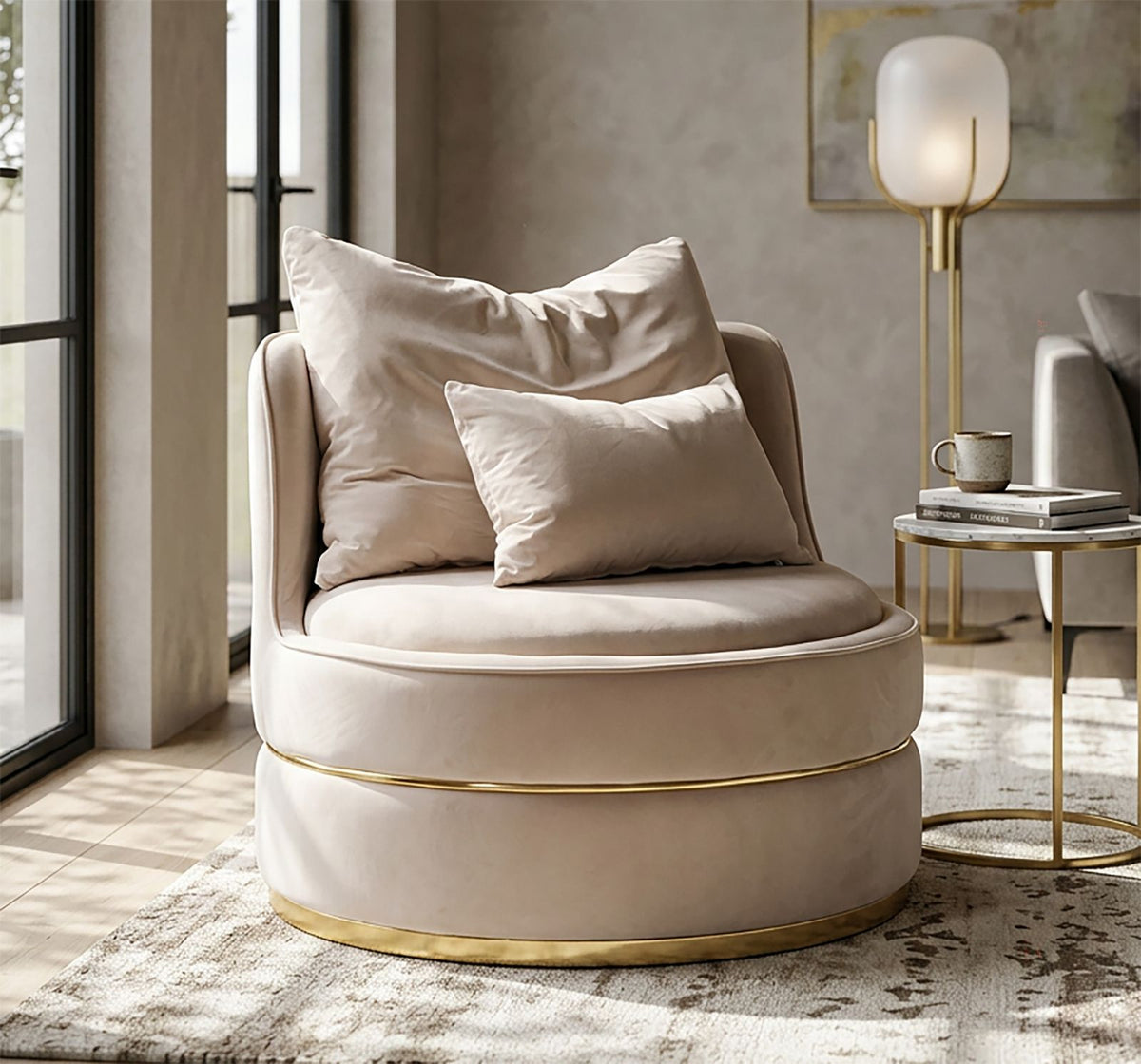 POLTRONA PARIS SPACE CREMA/GOLD CM Ø 84X72