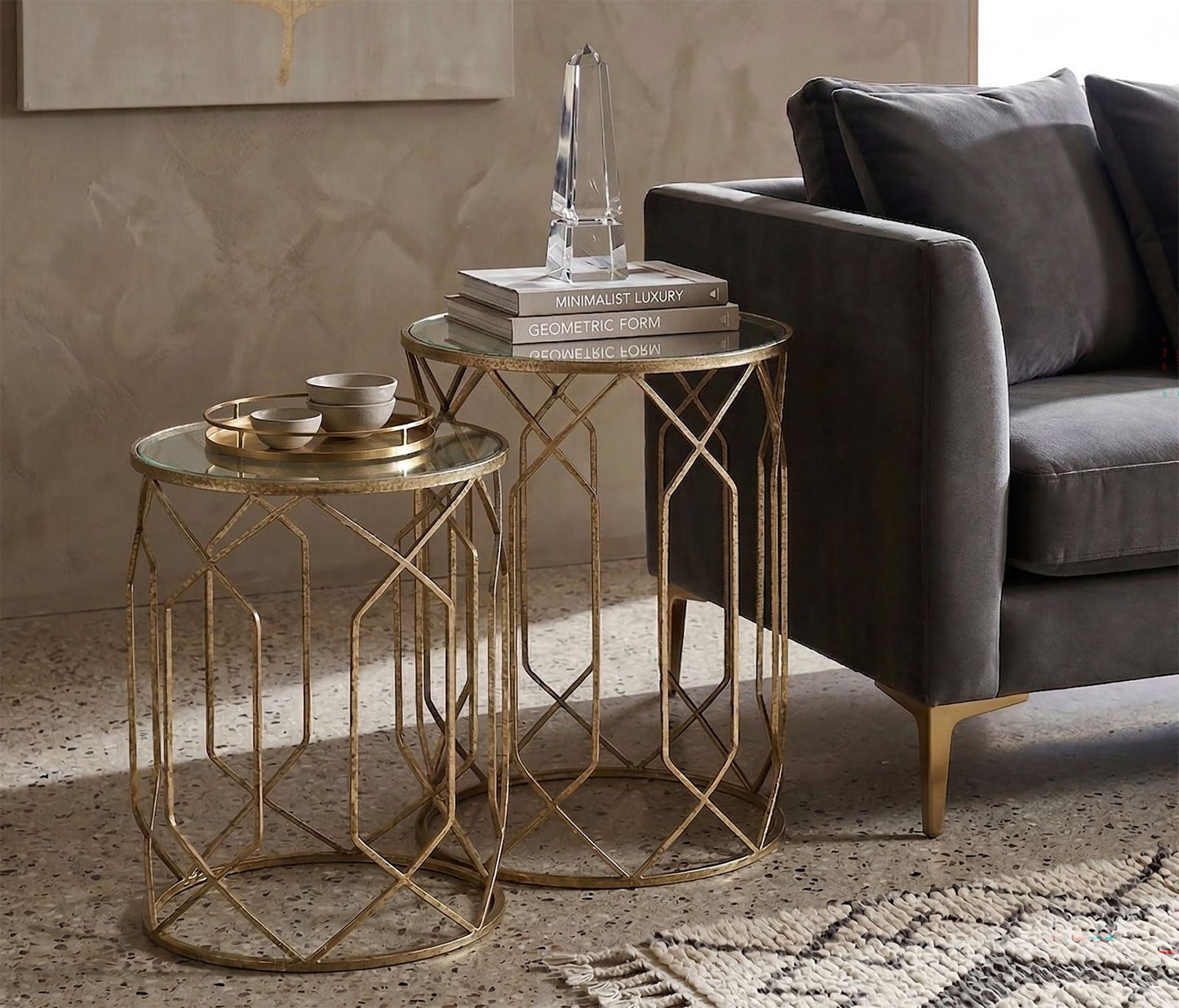 TAVOLINETTI TUNISI COPPIA CM Ø 42X53-38X47
