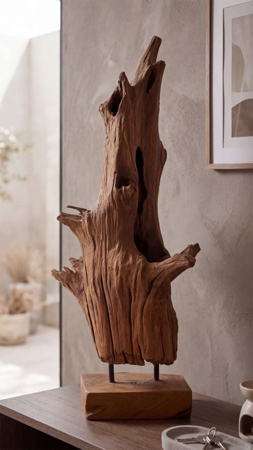 SCULTURA AKAR IN TEAK RICICLATO CM 23X27X64 (PEZZI UNICI - NON RIP. IN SERIE)