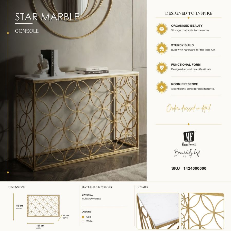 CONSOLE STAR MARBLE CM 120X40X80