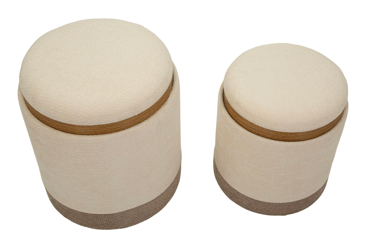 POUF C/CONTENITORE&VASSOIO ANKARA COPPIA CM Ø 40X47-34X40
