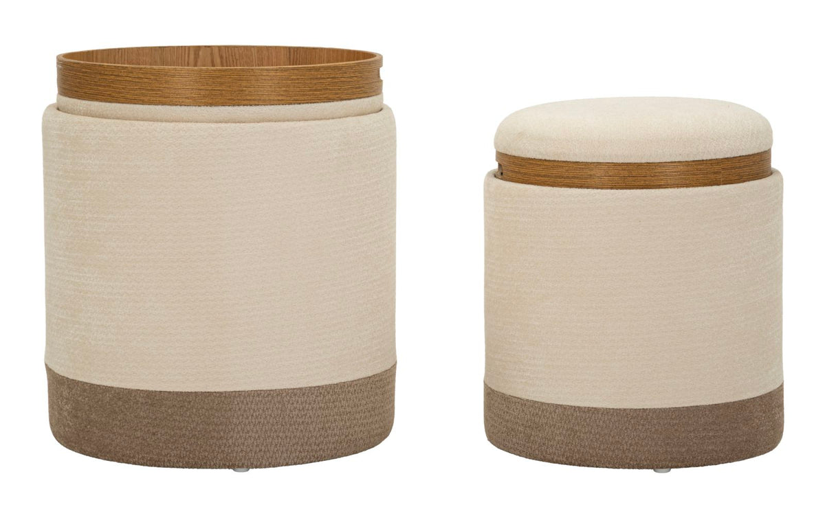 POUF C/CONTENITORE&VASSOIO ANKARA COPPIA CM Ø 40X47-34X40