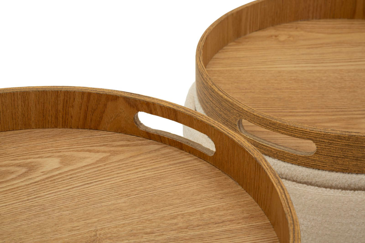 POUF C/CONTENITORE&VASSOIO ANKARA COPPIA CM Ø 40X47-34X40