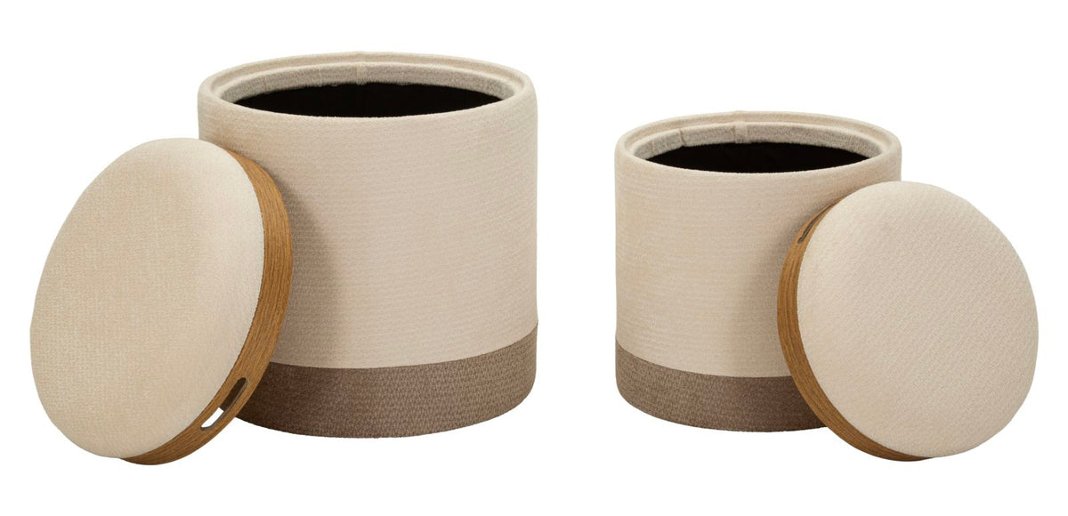 POUF C/CONTENITORE&VASSOIO ANKARA COPPIA CM Ø 40X47-34X40